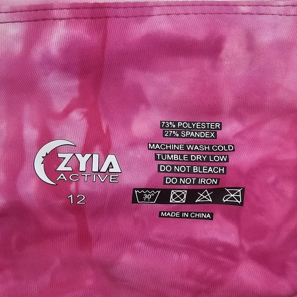 ZYIA Active Tie Dye Fuchsia Hendrix Mesh Light N Tight High Leggings Size 12 - Picture 7 of 14